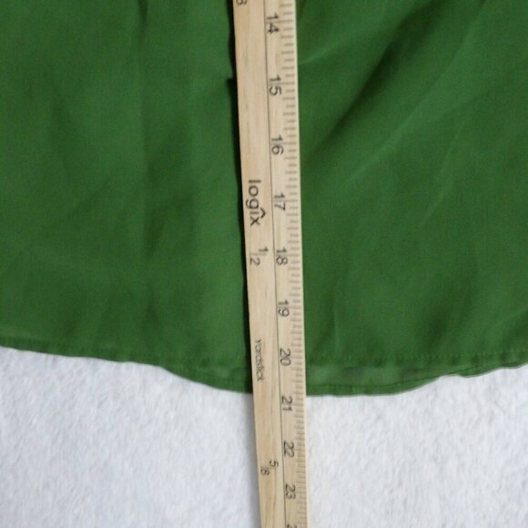 Green Loose Fit Short Sleeve Sheer Feminine Blouse | small - Picture 9 of 10